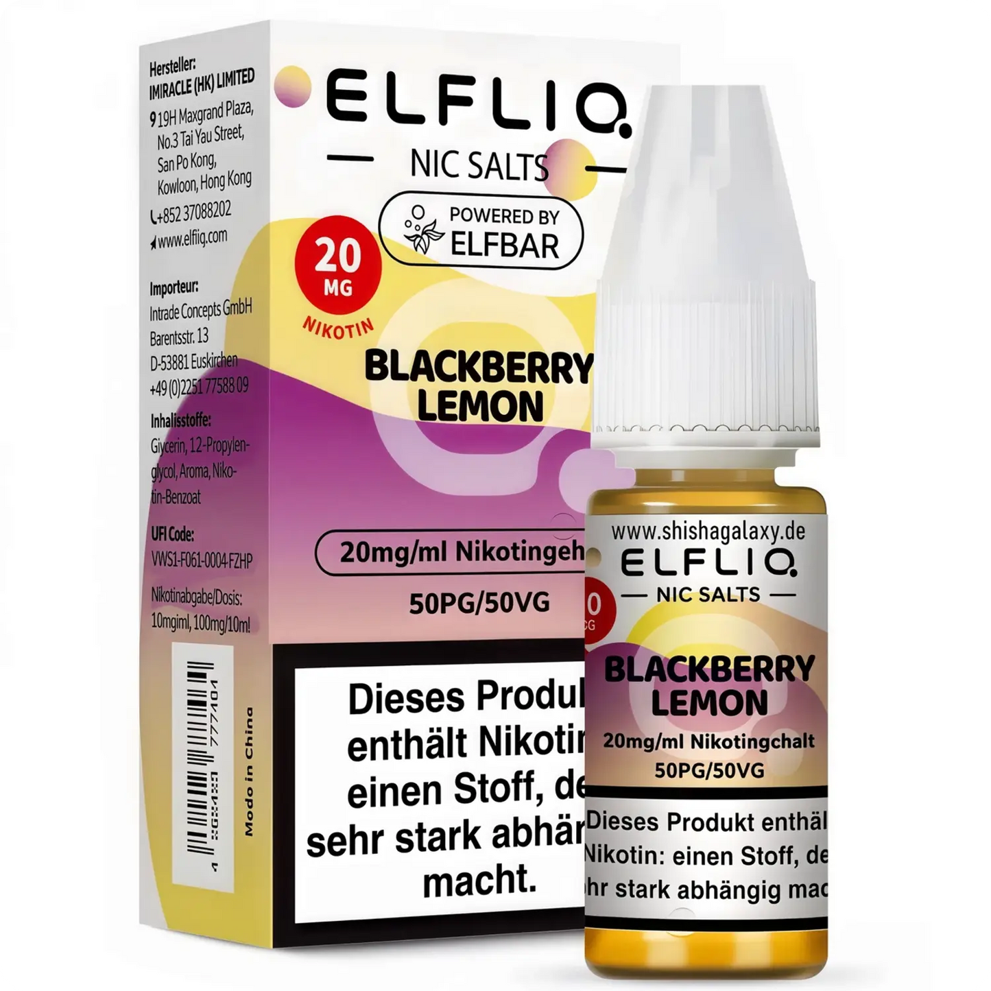 Elf Bar Elfliq 10ml - Blackberry Lemon - 20mg Nikotin - Nikotinsalz