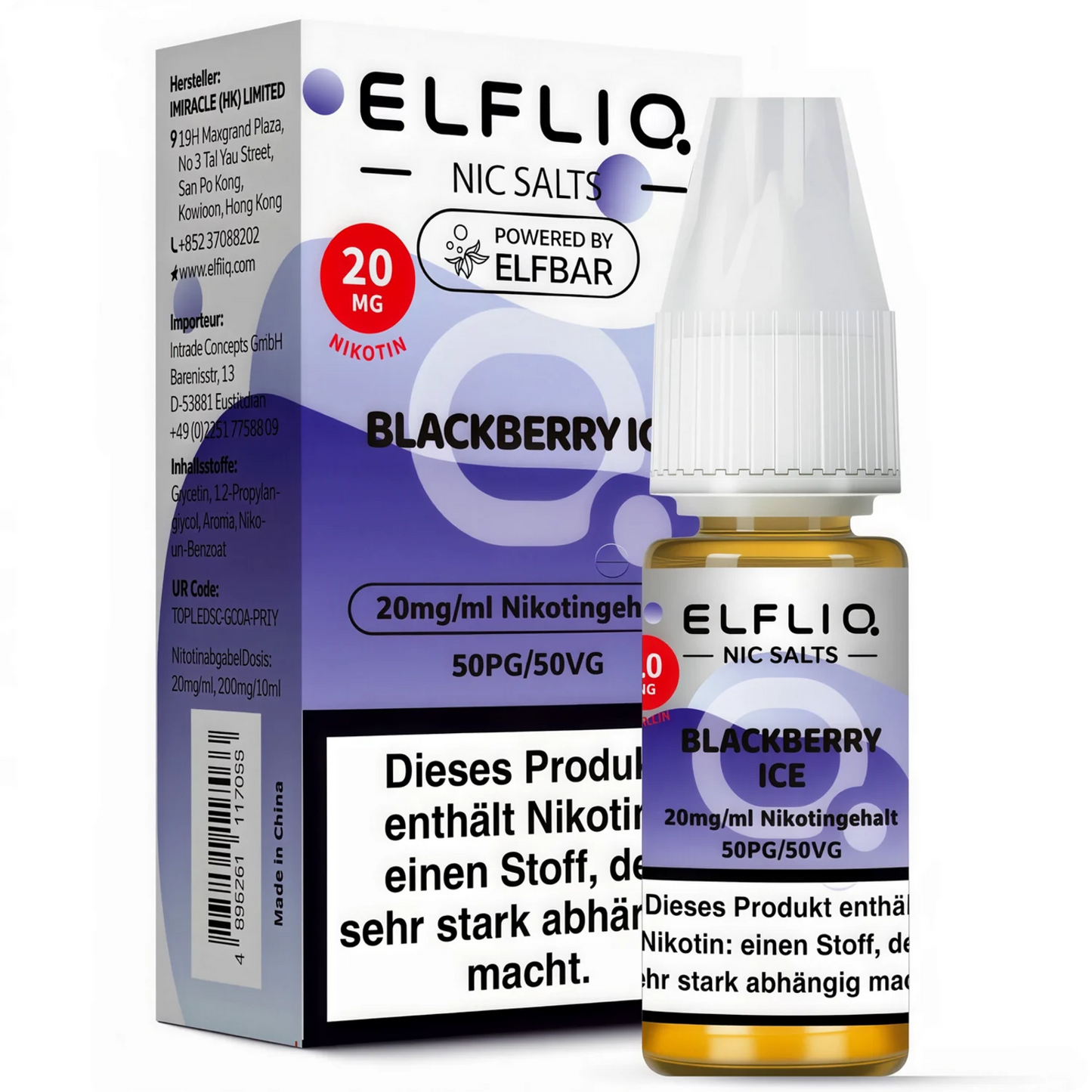 Elf Bar Elfliq 10ml - Blackberry Ice - 20mg Nikotin - Nikotinsalz